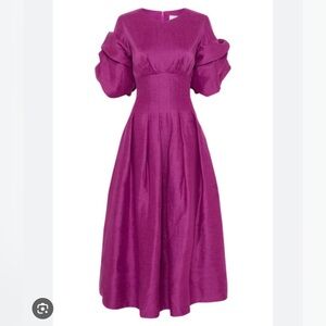 Aje Adelie Midi Dress in Plum Purple